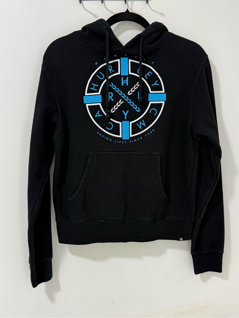 HURLEY Black Hoodie with Blue Logo